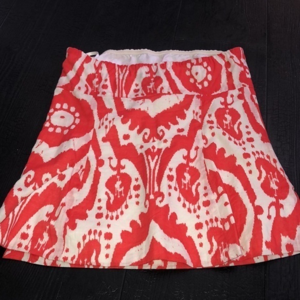 J. Crew Strapless Tube Top Blouse Size 2 Orange White - Picture 7 of 16
